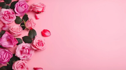 Fototapeta na wymiar pink roses background. Generative AI