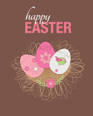 Easter eggs in a basket. Set of Springtime Eggs: A Collection for Easter. Easter celebration. Tradition of painting egg. Flat vector illustration.