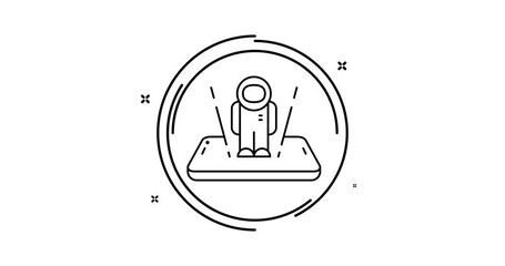 astronaut hologram on smartphone animated outline icon on white background. augmented reality rotation appearance 4k video animation for web, mobile and ui design