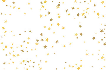 Star confetti. Gold casual confetti background. Bright design pattern.