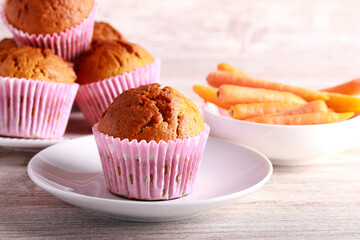 Homemade sweet carrot muffins