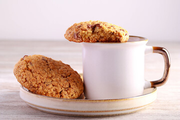 Oatmeal cookies with chocolate chunks and nuts