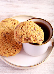 Oatmeal cookies with chocolate chunks and nuts