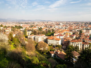 Fototapeta na wymiar Bergamo, Italy. Scenic view of the old town city center.