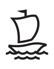Illustration of a ship with a sail and a flag