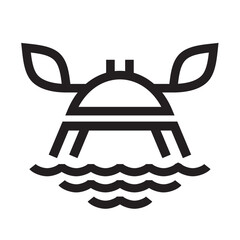 Stylized image of a crab above the waves