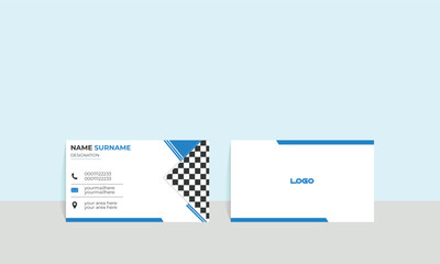 New modern double sided creative business card. unique and minimalist design blue white combination. Simple and minimalist visiting card. Vector landscape professional business card malty perpous use.