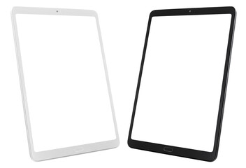 Two tablet computers cut out