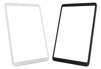 Two tablet computers cut out