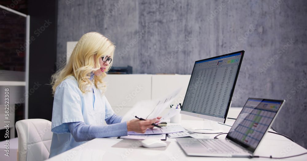 Poster account manager in office coding medical