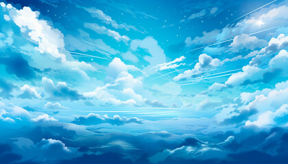 Fototapeta na wymiar Blue sky with clouds.Sky background.Generative AI technology.