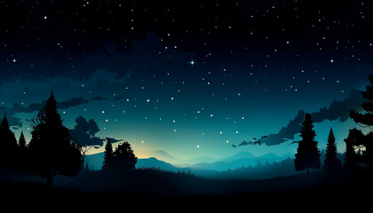 Night landscape of the starry sky.Generative AI technology.