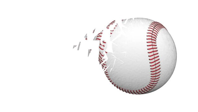 Crumbling baseball isolated on white background. 3D Illustration.