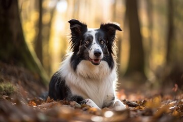 Fototapeta premium A Border Collie is happy. Generative AI