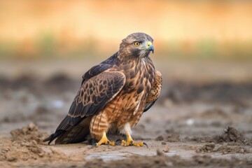 Fototapeta premium a more colorful buzzard on the ground. Generative AI