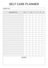 Self Care Planner