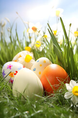 easter eggs in grass