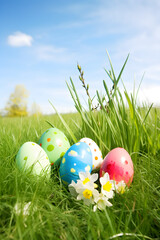 easter eggs in grass