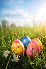 easter eggs in grass