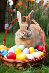 easter bunny and easter eggs