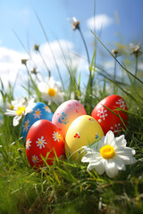 easter eggs in grass