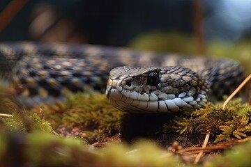 Young female European adder (Vipera berus) from the Czech Republic. Generative AI