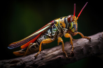 Macro view of insect or bug known as barber pole hopper. generative AI