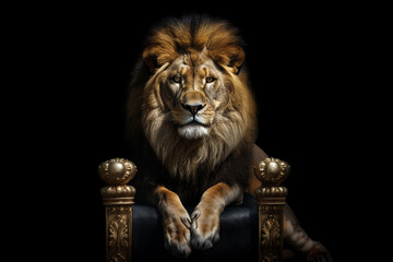 portrait of a lion on a throne