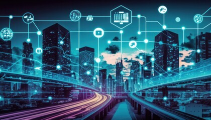 Internet of things industrial computing and security in smart cities concept background generative aii