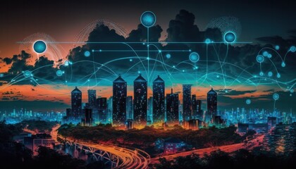 Internet of things industrial computing and security in smart cities concept background generative aii