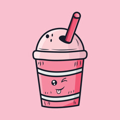 illustration of a cup of coffee, Soft Drink Doodle Cartoon Character Line Art