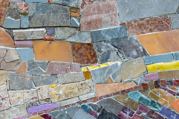Detail of a colorful mosaic with abstract pattern. Venetian mosaic. Background and texture tile mosaic.