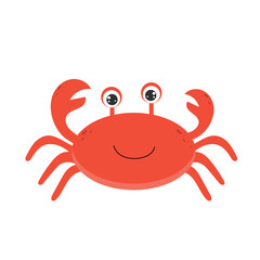 Cute cartoon crab in flat style. Vector illustration. Cartoon style.
