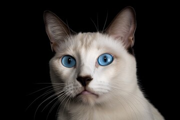 Fototapeta premium Siamese white cat full view. Generative AI