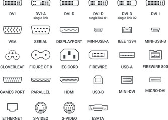 PC Ports - Icons Set - Outline