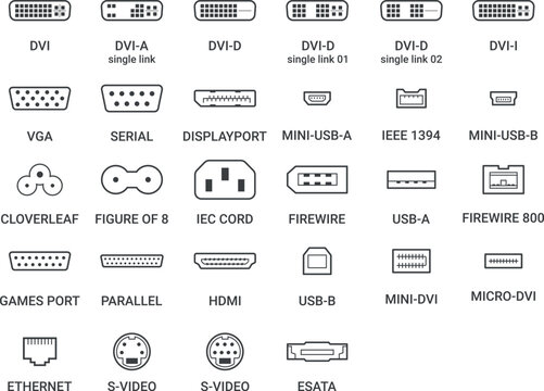 PC Ports - Icons Set - Outline