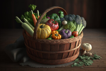 Vegetable basket. AI generative.