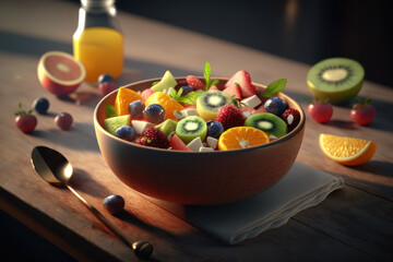 Fruit salad. AI generative.