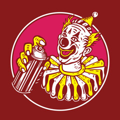 Clown Joker Holding Spray Can Illustration Graffiti Style