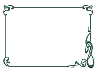 Rectangular framework. Art Nouveau style. Bevel and shadow effects. PNG. 