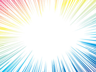 カラフル漫画集中線背景