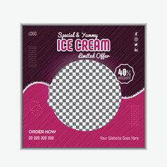 Special delicious ice cream social media instagram banner post template.