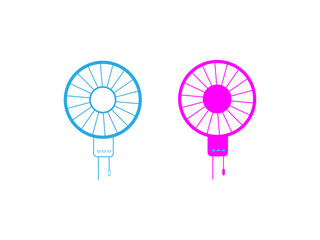 Propeller and Electric Fan icon and symbol, vector. Fan icons in silhouette style, vector object. Fan icon set. Cooling fan symbol isolated. Vector illustration in flat cartoon style.