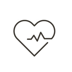 Vector thin line icon outline linear stroke illustration of a heart with lifeline pulse beat. Graphic element for concepts of health