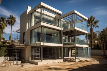 Villa under construction, building project, generative ai