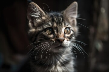 Fototapeta premium Kitten with an inquisitive expression. Generative AI