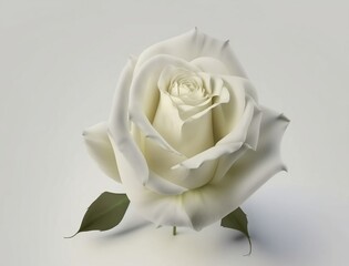 Clean and Classic: Single White Rose on Solid White Background