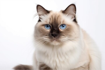 Unshaded cat on a white background. Generative AI