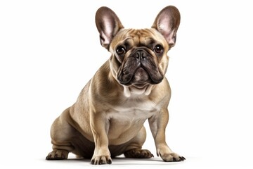 Obraz premium A lovely French Bulldog is seen in full length against a white background. Generative AI