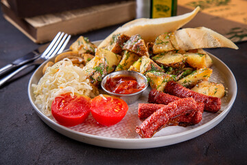 Breakfast with sausages